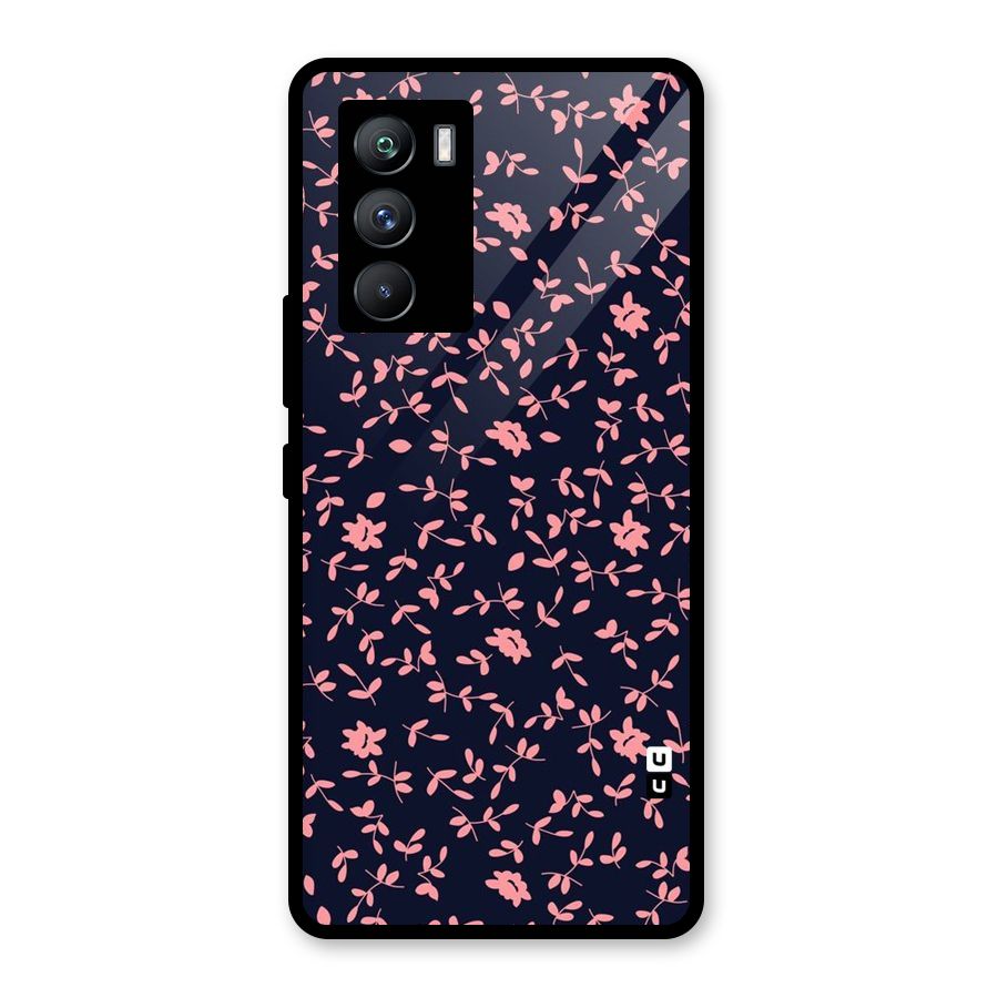 Pink Plant Design Glass Back Case for Vivo iQOO 9 SE