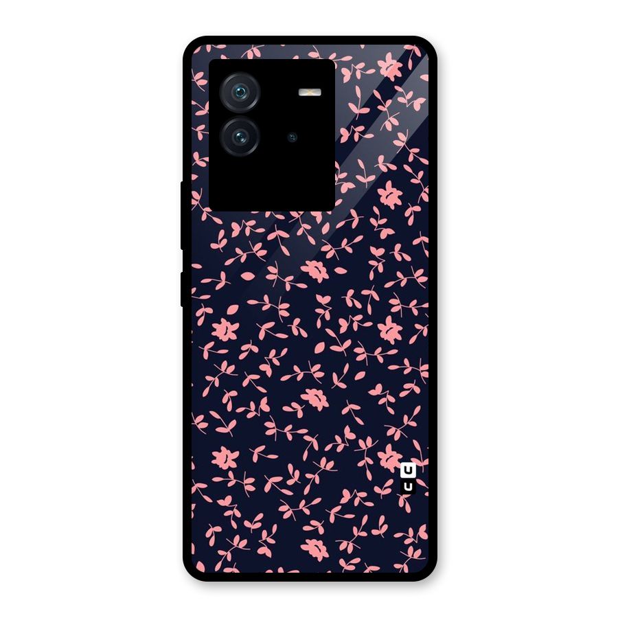 Pink Plant Design Glass Back Case for Vivo iQOO Neo 6 5G