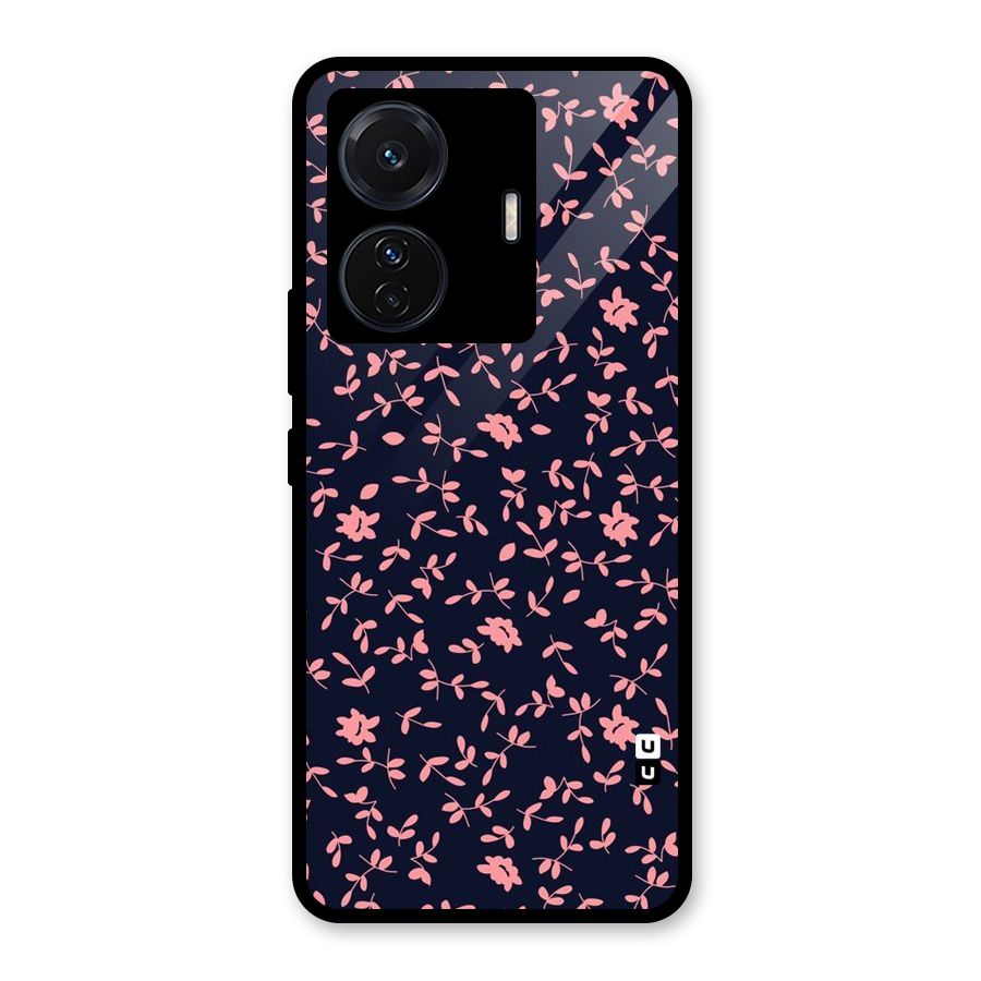 Pink Plant Design Glass Back Case for Vivo iQOO Z6 Pro