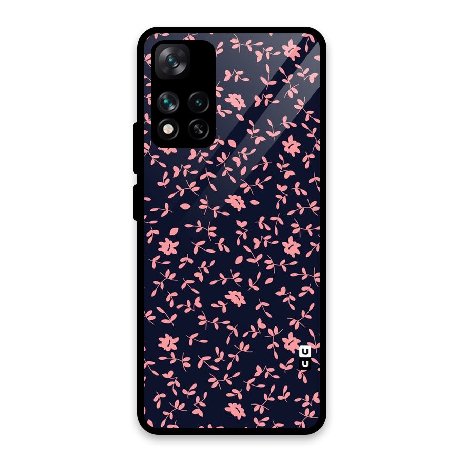Pink Plant Design Glass Back Case for Xiaomi 11i HyperCharge 5G