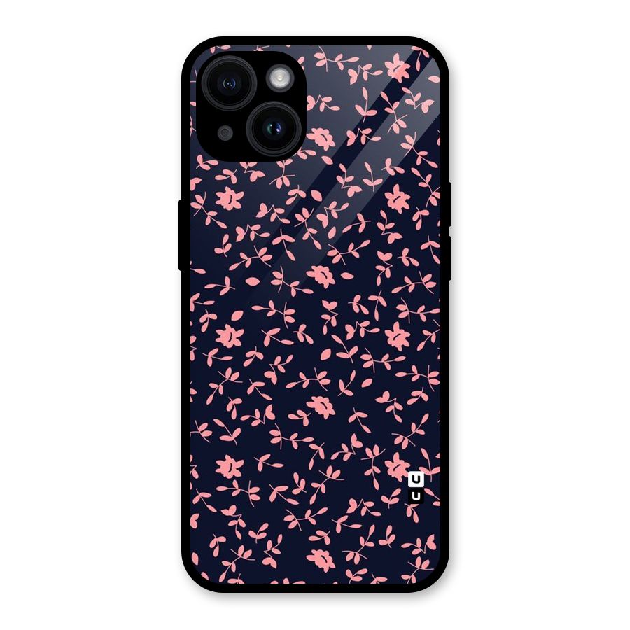 Pink Plant Design Glass Back Case for iPhone 14