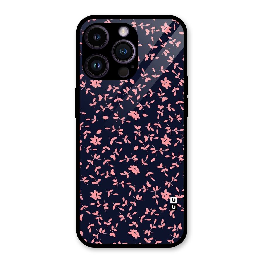 Pink Plant Design Glass Back Case for iPhone 14 Pro Max