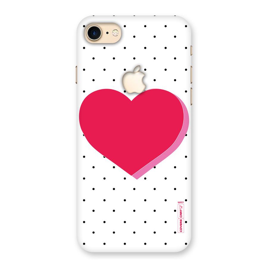 Pink Polka Heart Back Case for iPhone 7 Apple Cut
