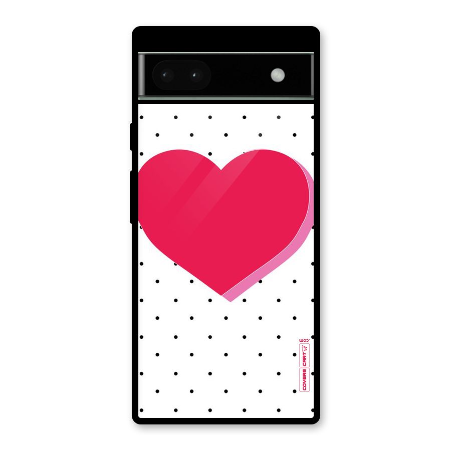 Pink Polka Heart Glass Back Case for Google Pixel 6a