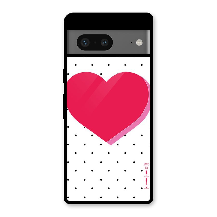 Pink Polka Heart Glass Back Case for Google Pixel 7