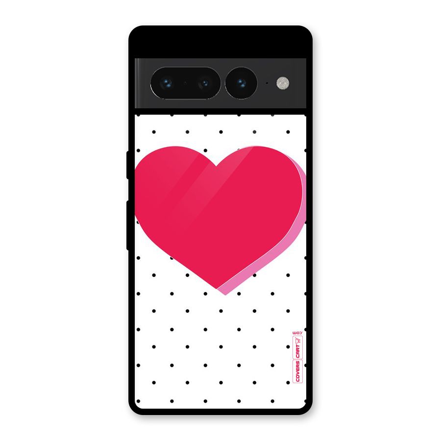 Pink Polka Heart Glass Back Case for Google Pixel 7 Pro