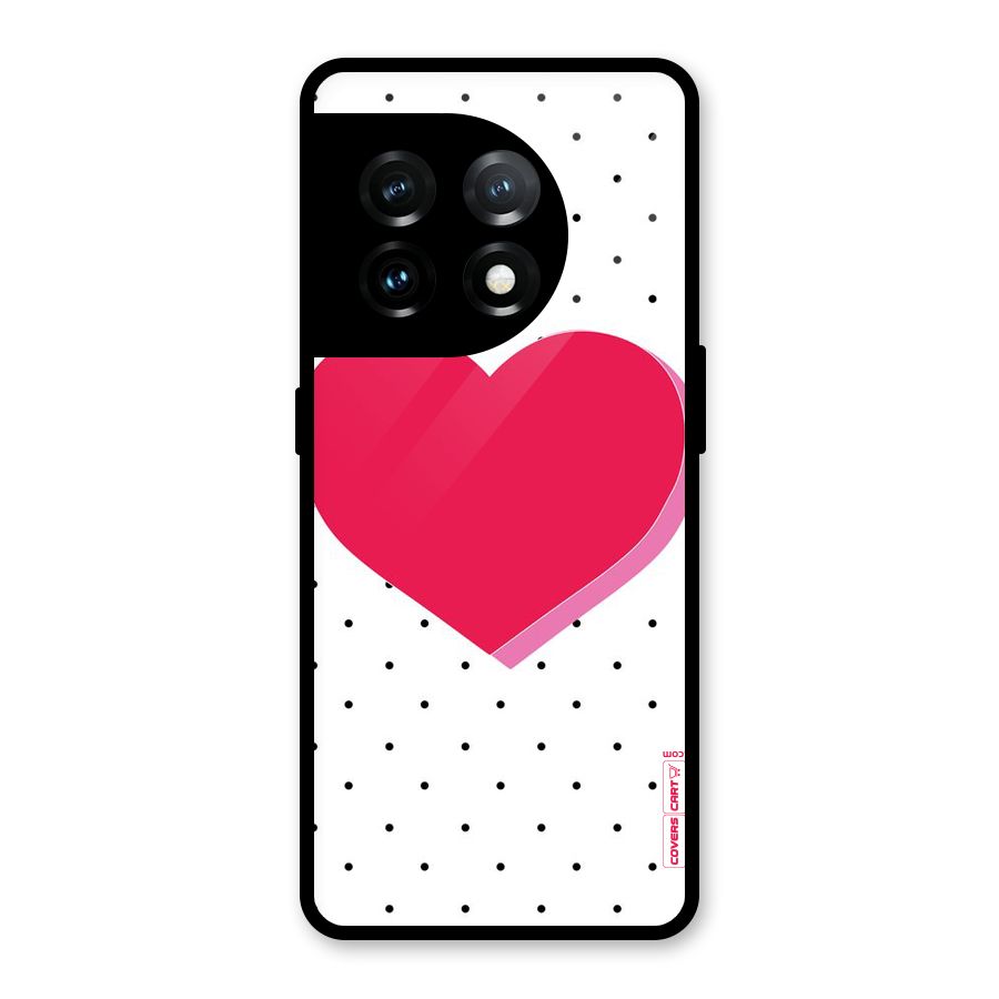 Pink Polka Heart Glass Back Case for OnePlus 11