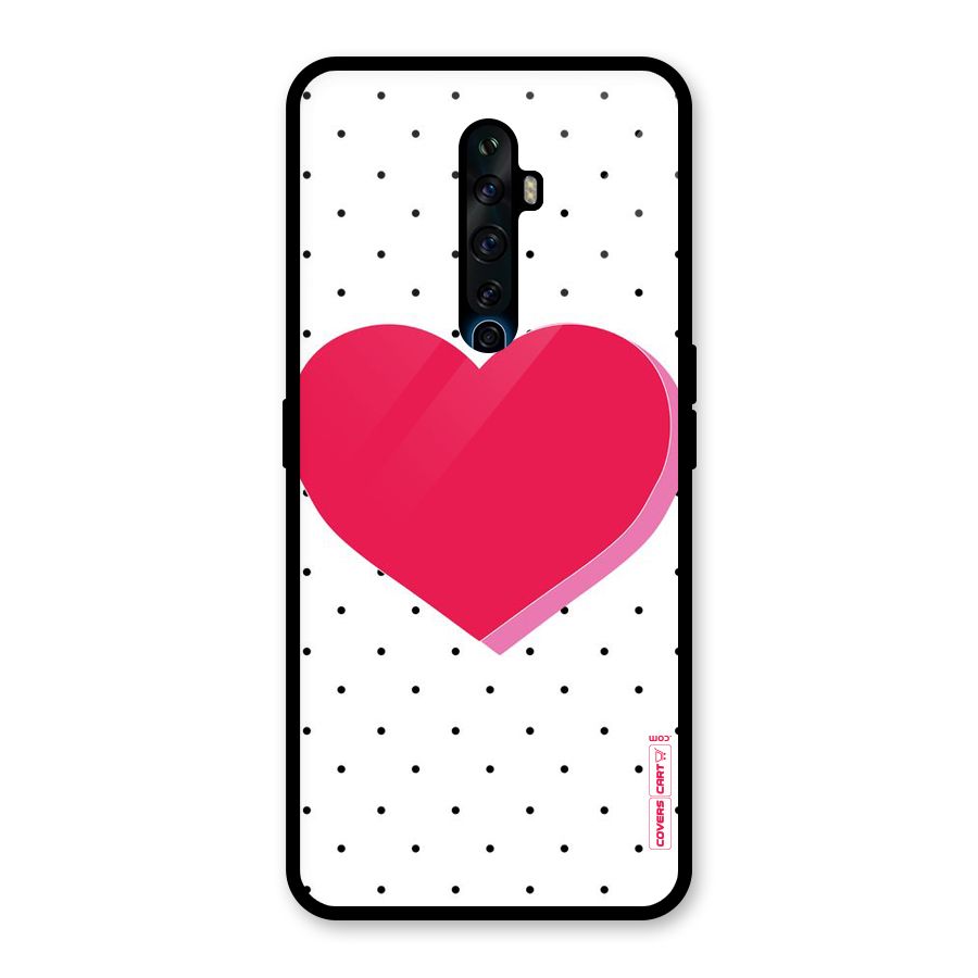 Pink Polka Heart Glass Back Case for Oppo Reno2 F