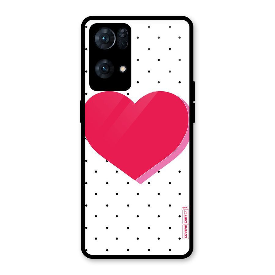 Pink Polka Heart Glass Back Case for Oppo Reno7 Pro 5G
