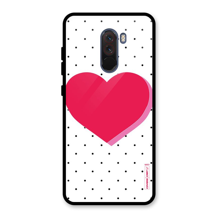 Pink Polka Heart Glass Back Case for Poco F1