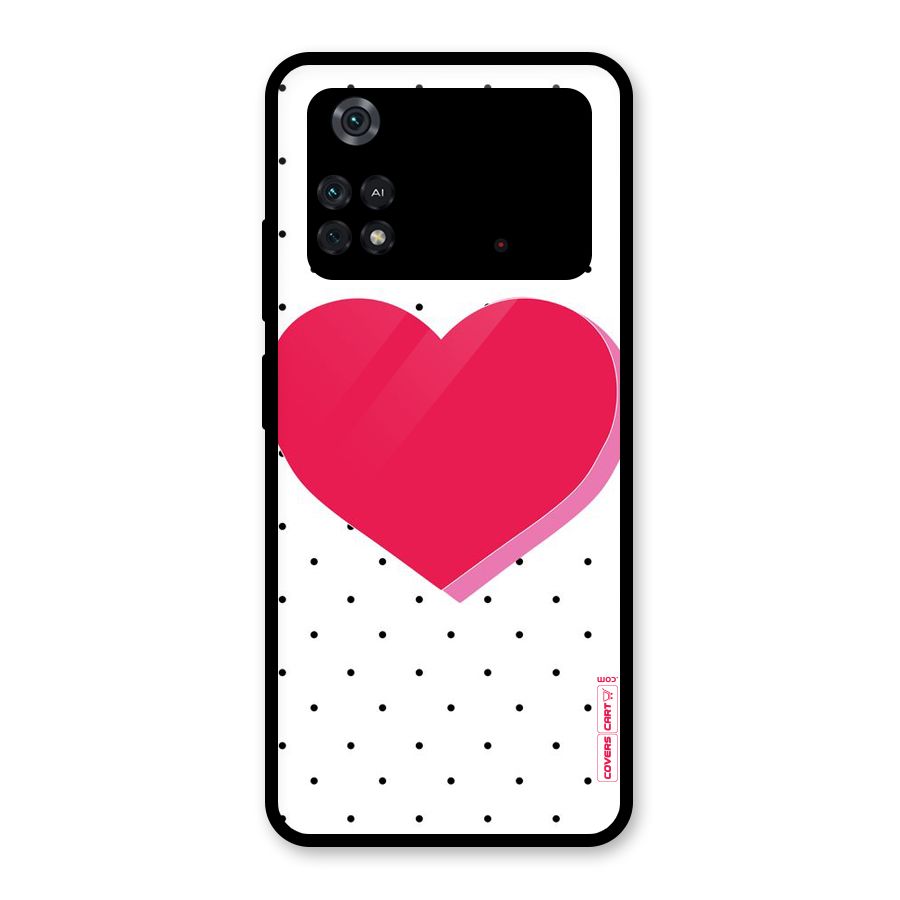 Pink Polka Heart Glass Back Case for Poco M4 Pro 4G