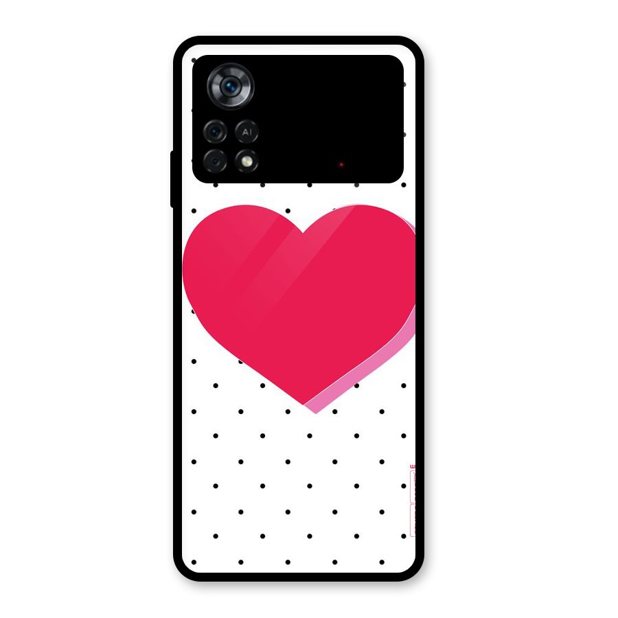 Pink Polka Heart Glass Back Case for Poco X4 Pro 5G
