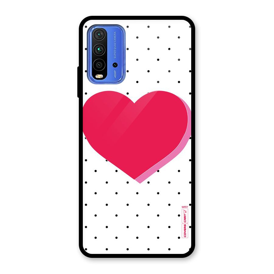 Pink Polka Heart Glass Back Case for Redmi 9 Power