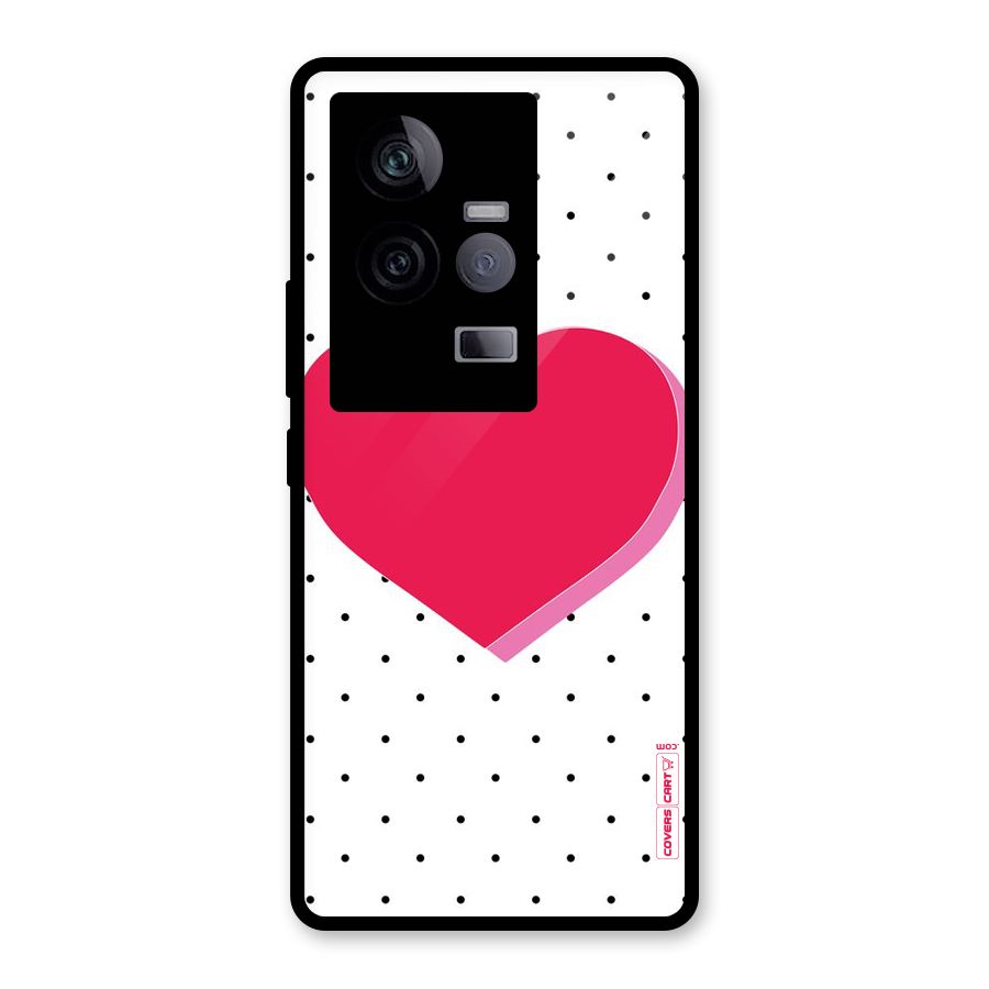 Pink Polka Heart Glass Back Case for Vivo iQOO 11 5G
