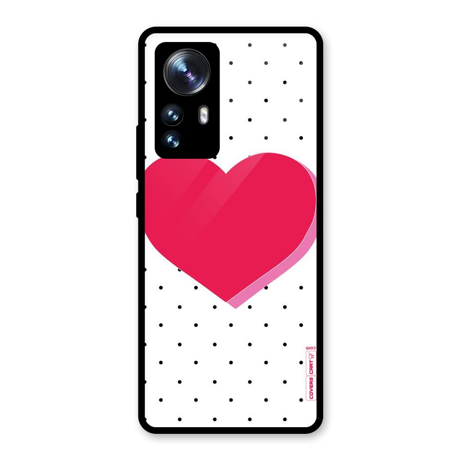 Pink Polka Heart Glass Back Case for Xiaomi 12 Pro