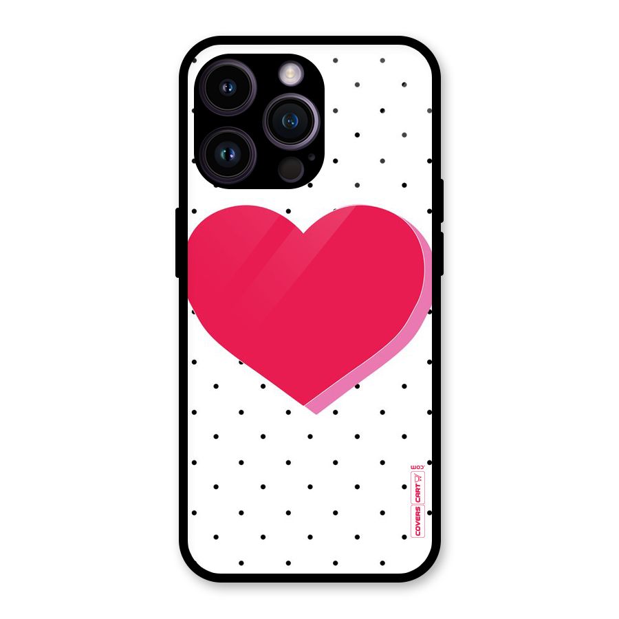 Pink Polka Heart Glass Back Case for iPhone 14 Pro Max