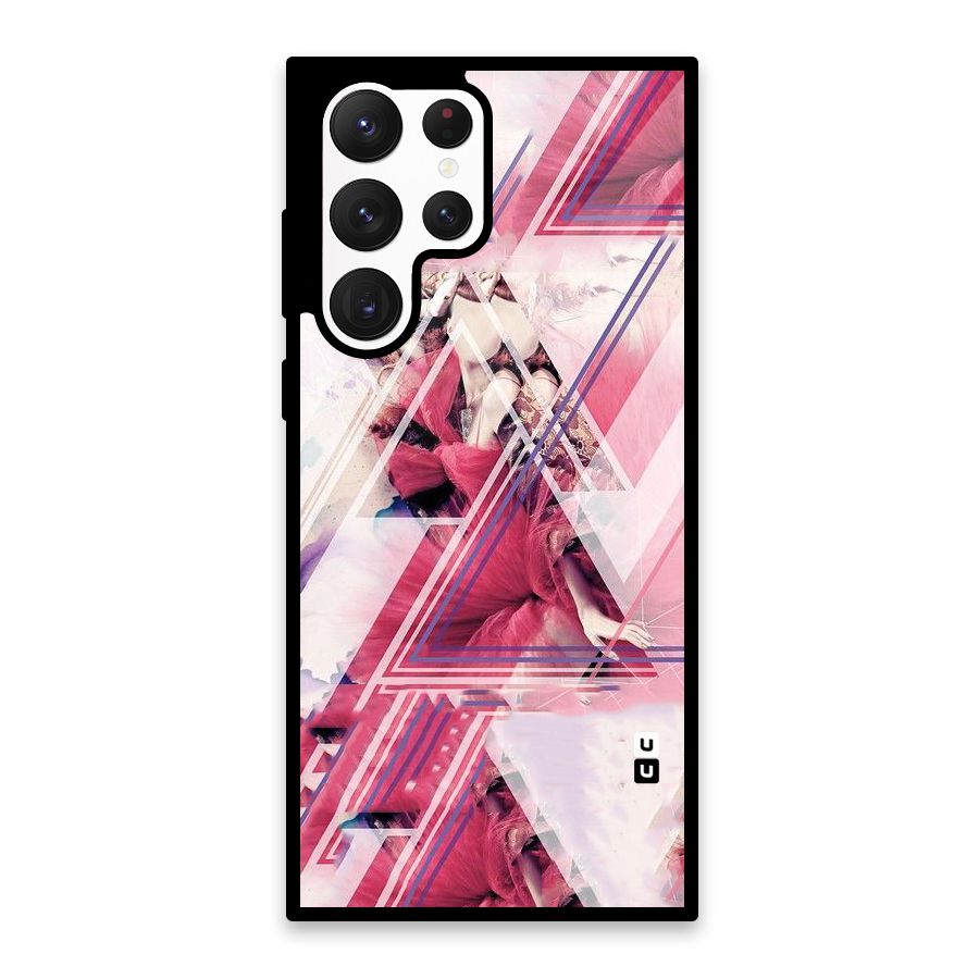 Pink Rose Abstract Glass Back Case for Galaxy S22 Ultra 5G