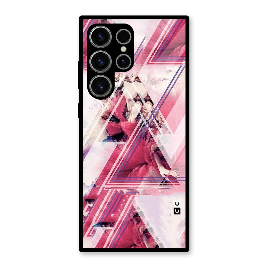 Pink Rose Abstract Glass Back Case for Galaxy S23 Ultra