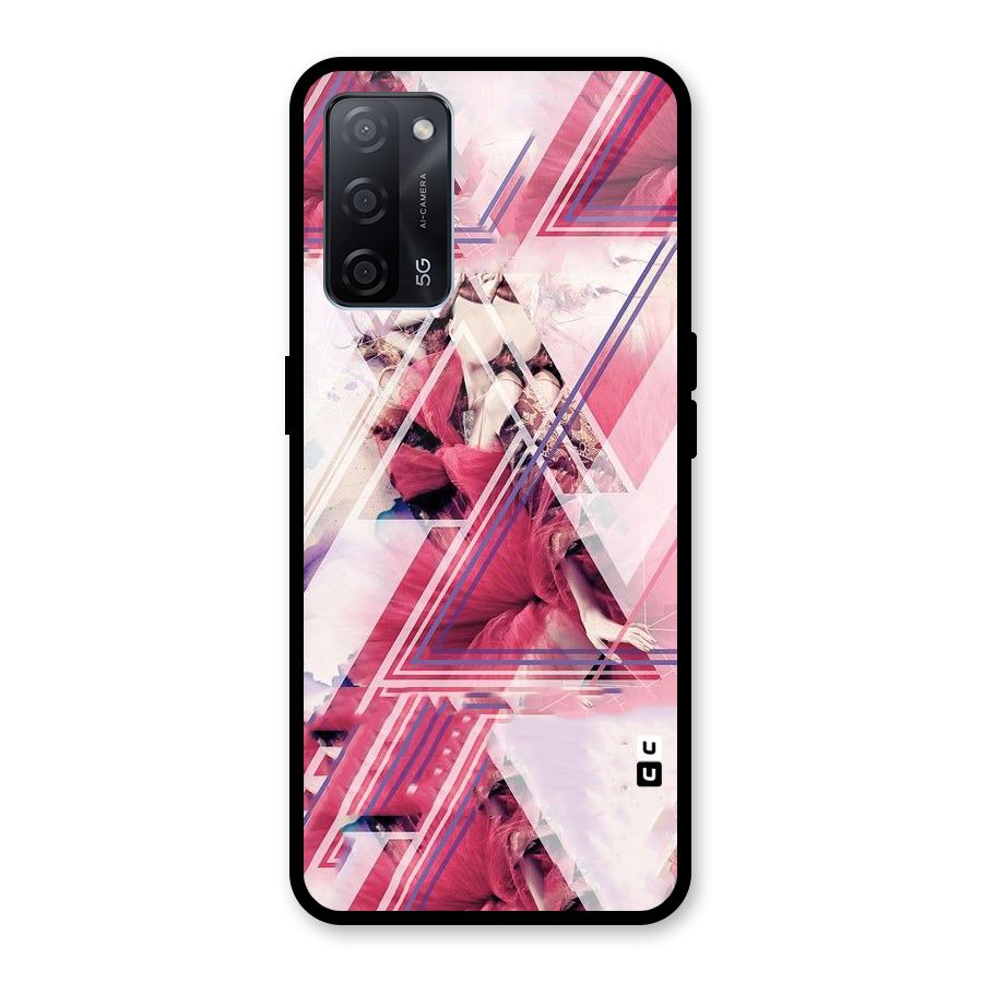 Pink Rose Abstract Glass Back Case for Oppo A53s 5G