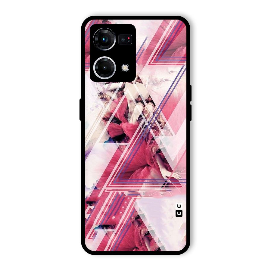 Pink Rose Abstract Glass Back Case for Oppo F21 Pro 4G