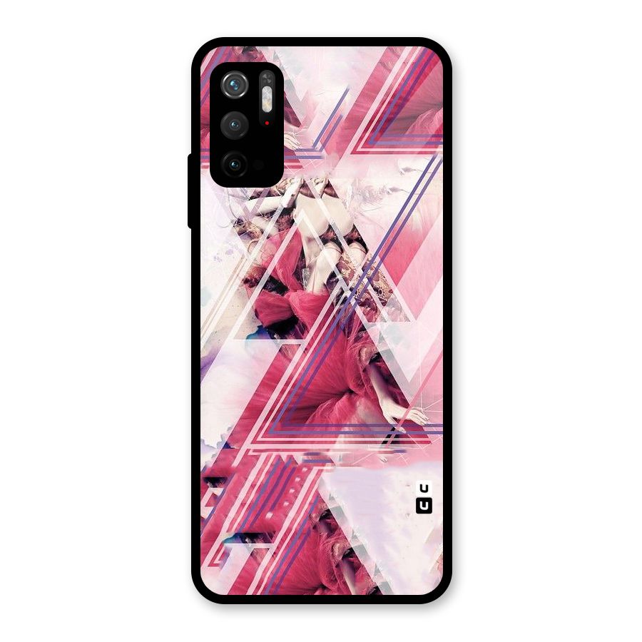 Pink Rose Abstract Glass Back Case for Poco M3 Pro 5G