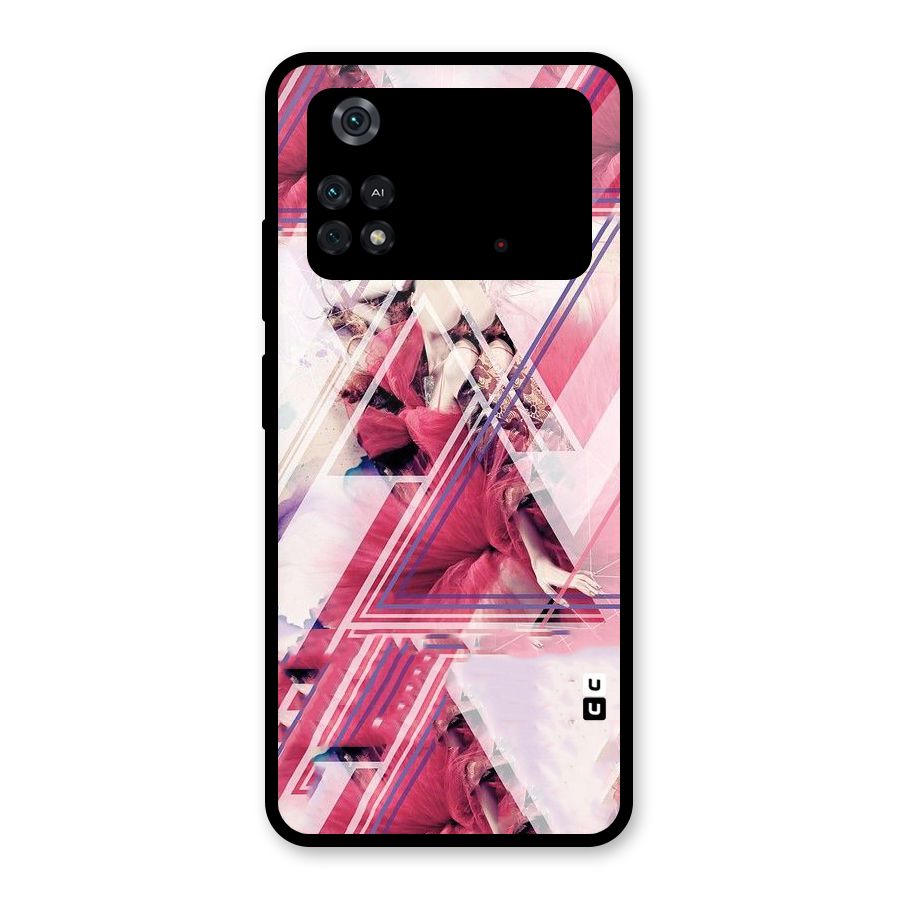 Pink Rose Abstract Glass Back Case for Poco M4 Pro 4G