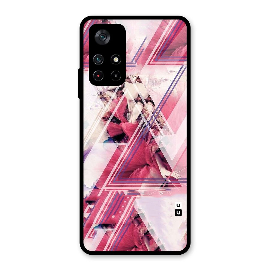 Pink Rose Abstract Glass Back Case for Poco M4 Pro 5G