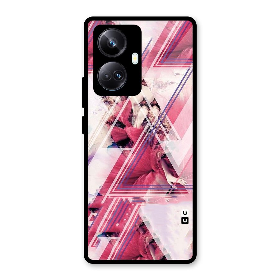 Pink Rose Abstract Glass Back Case for Realme 10 Pro Plus