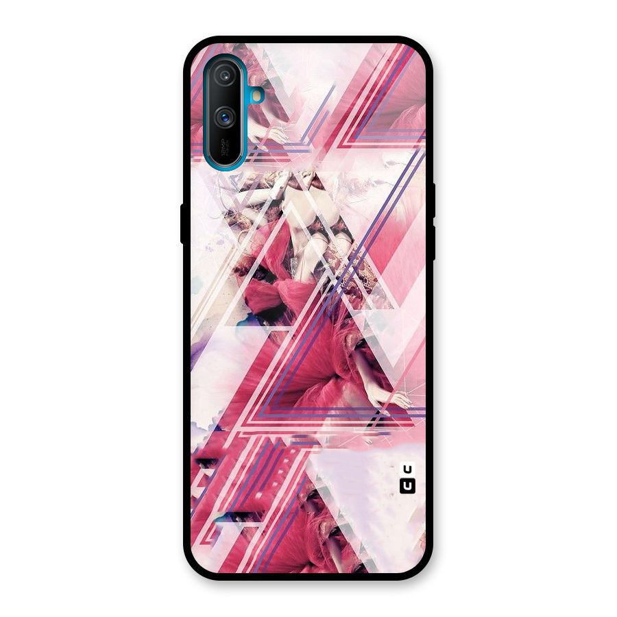 Pink Rose Abstract Glass Back Case for Realme C3