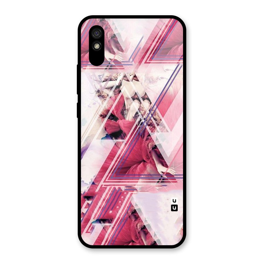 Pink Rose Abstract Glass Back Case for Redmi 9A