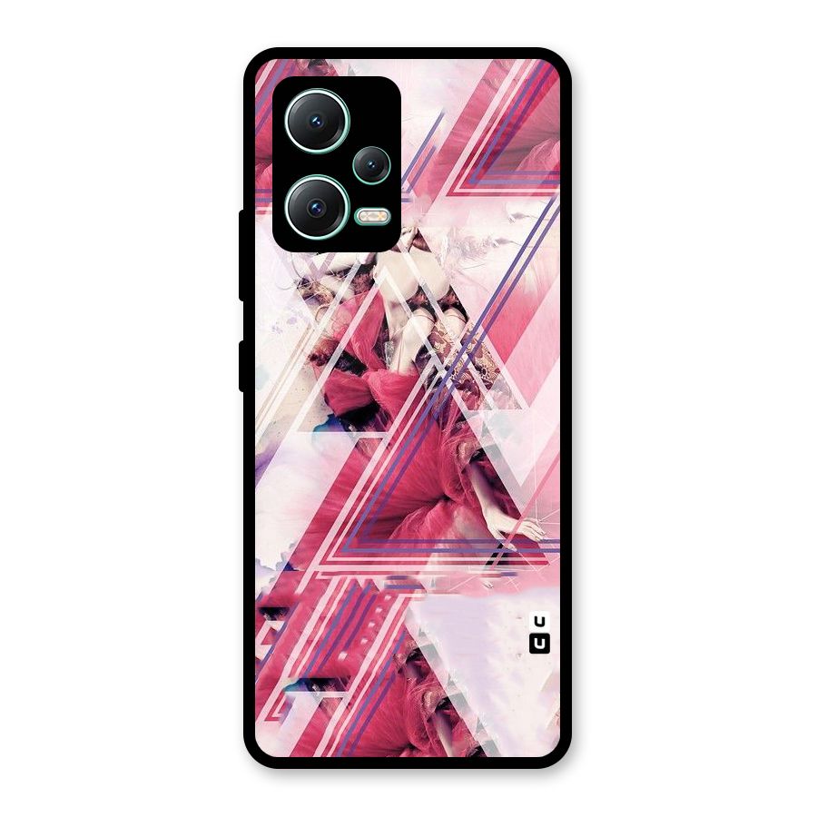 Pink Rose Abstract Glass Back Case for Redmi Note 12 5G