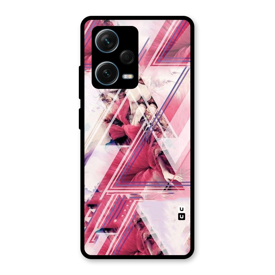 Pink Rose Abstract Glass Back Case for Redmi Note 12 Pro Plus 5G