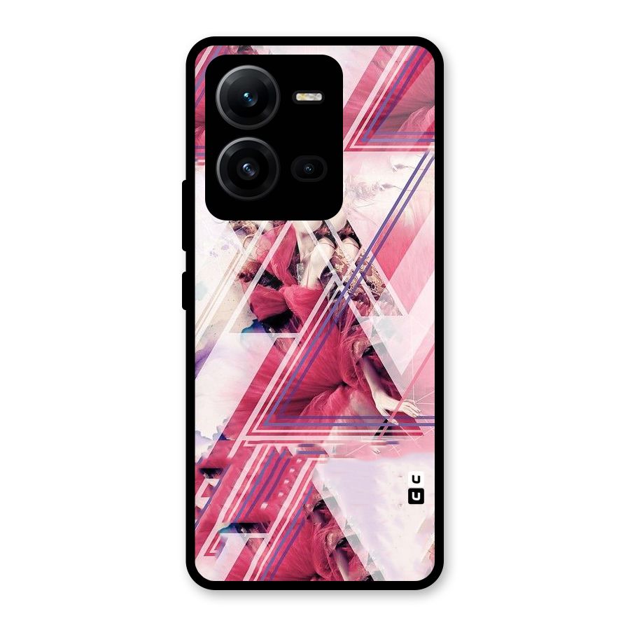 Pink Rose Abstract Glass Back Case for Vivo V25
