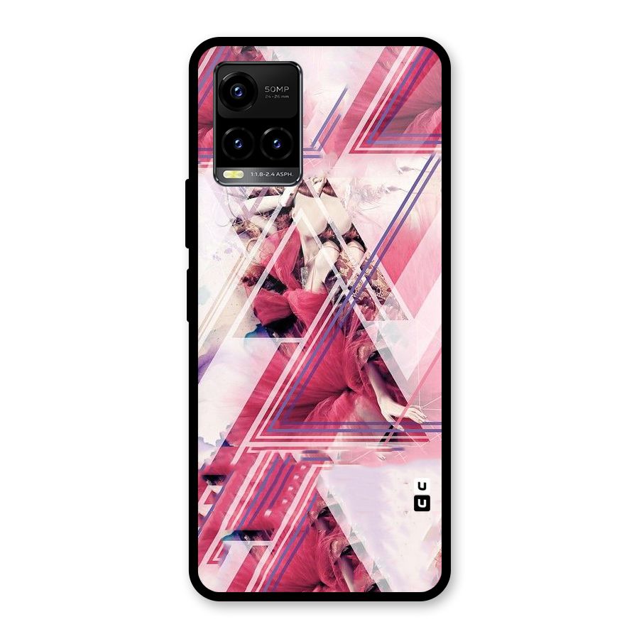Pink Rose Abstract Glass Back Case for Vivo Y21A
