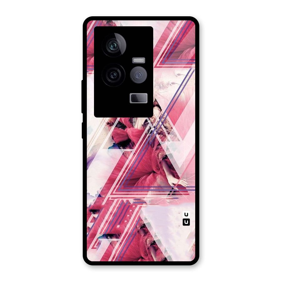 Pink Rose Abstract Glass Back Case for Vivo iQOO 11 5G