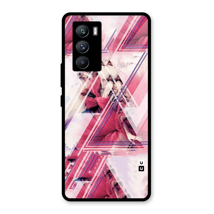 Pink Rose Abstract Glass Back Case for Vivo iQOO 9 SE