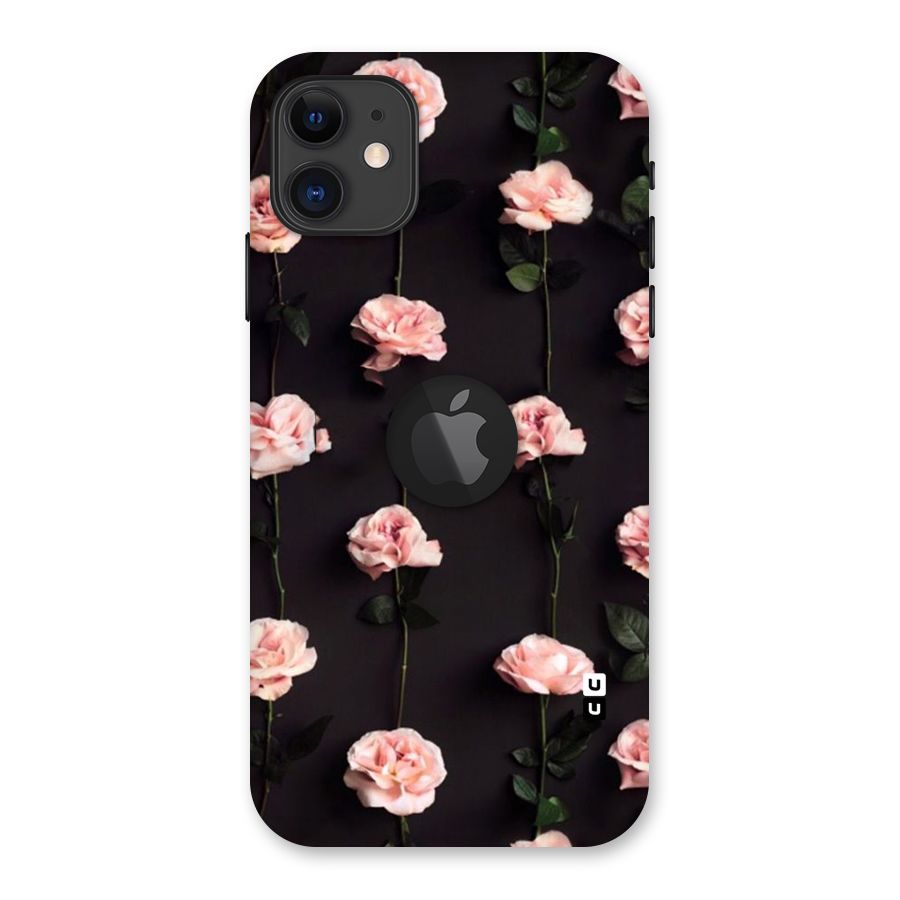 Pink Roses Back Case for iPhone 11 Logo Cut