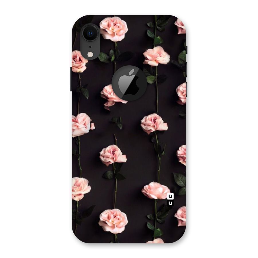 Pink Roses Back Case for iPhone XR Logo Cut