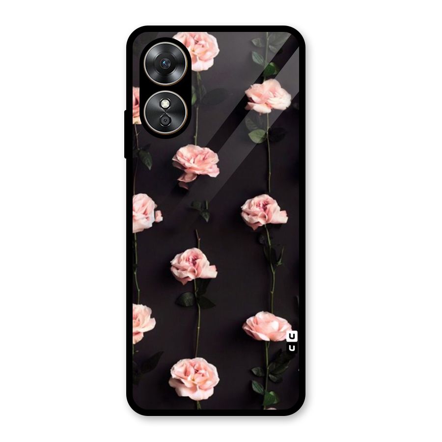Pink Roses Glass Back Case for Oppo A17
