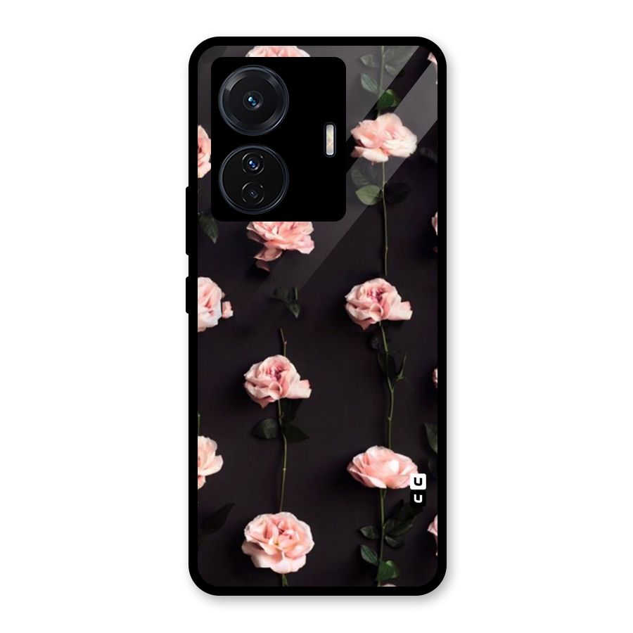 Pink Roses Glass Back Case for Vivo T1 Pro