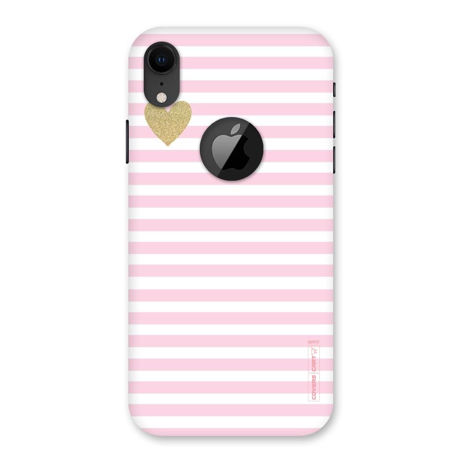 Pink Stripes Back Case for iPhone XR Logo Cut