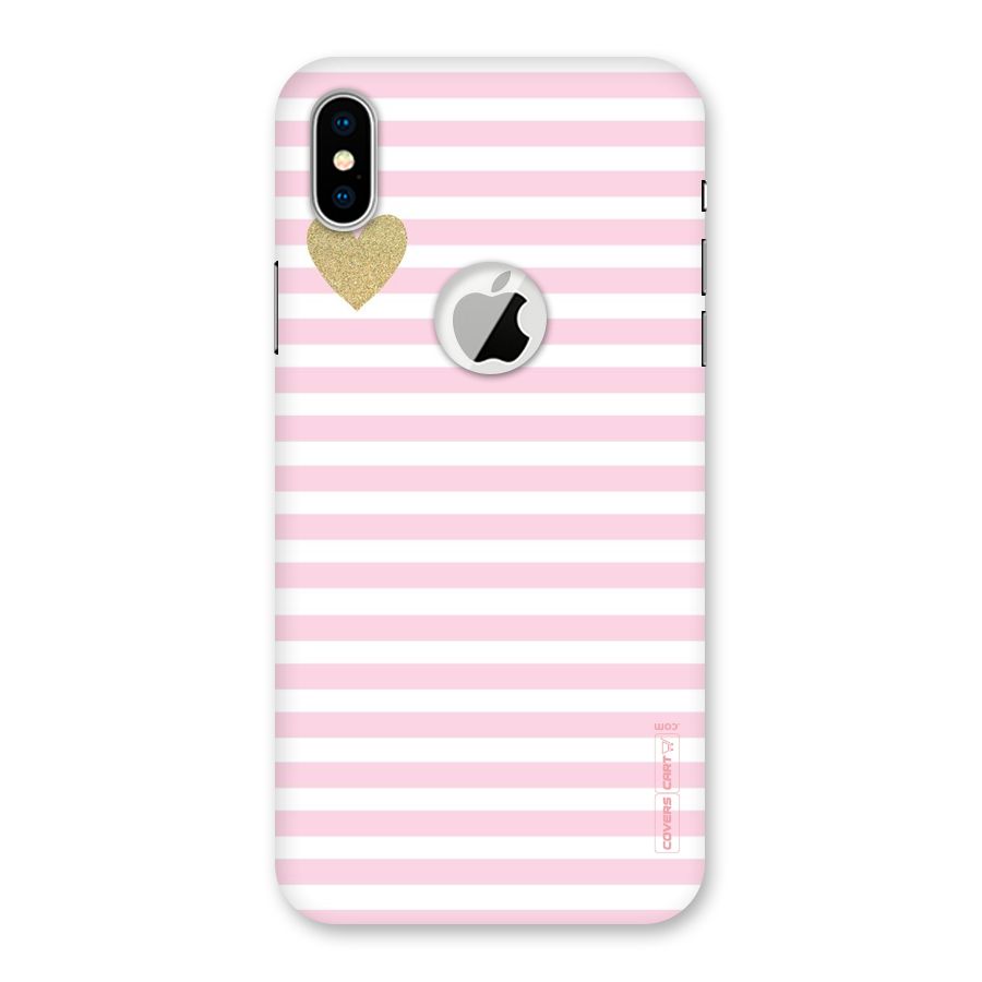 Pink Stripes Back Case for iPhone XS Logo Cut