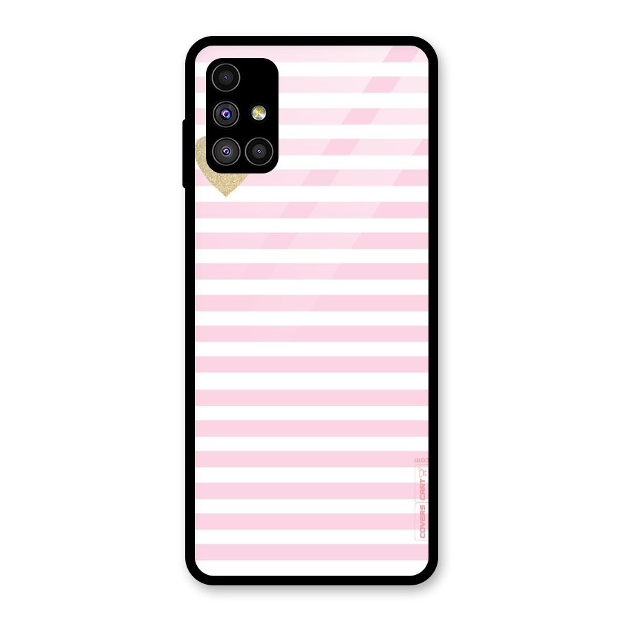 Pink Stripes Glass Back Case for Galaxy M51