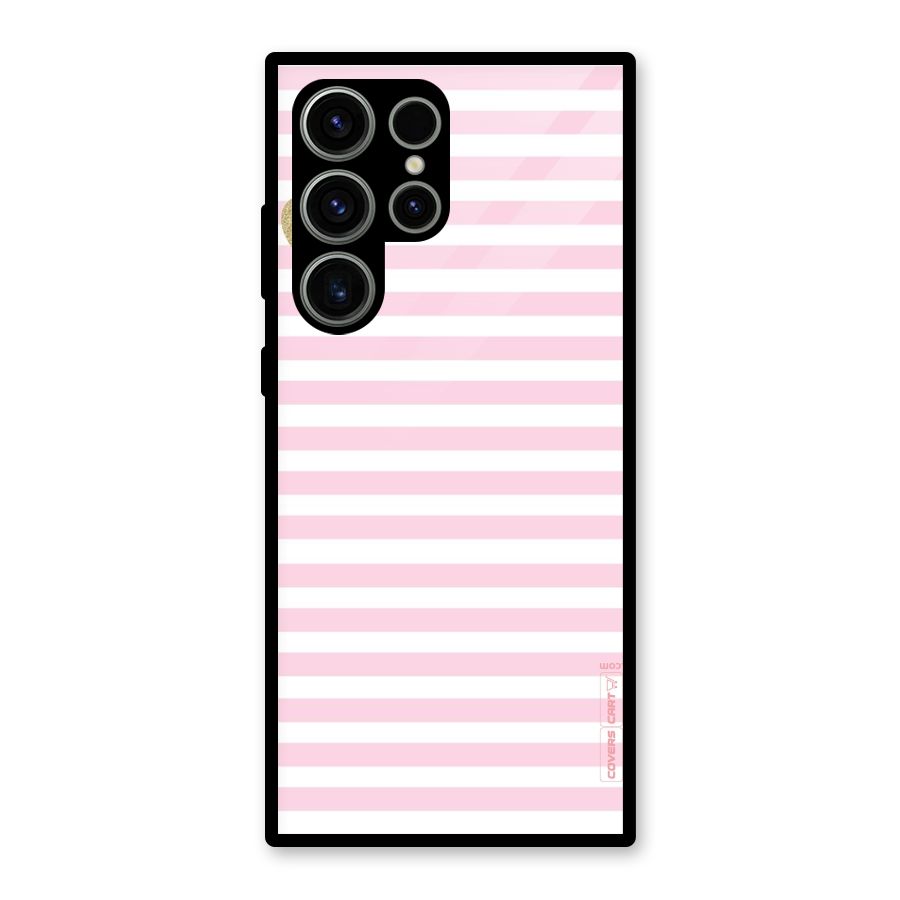 Pink Stripes Glass Back Case for Galaxy S23 Ultra