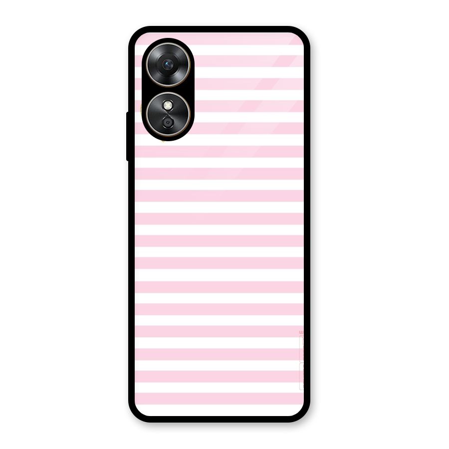 Pink Stripes Glass Back Case for Oppo A17