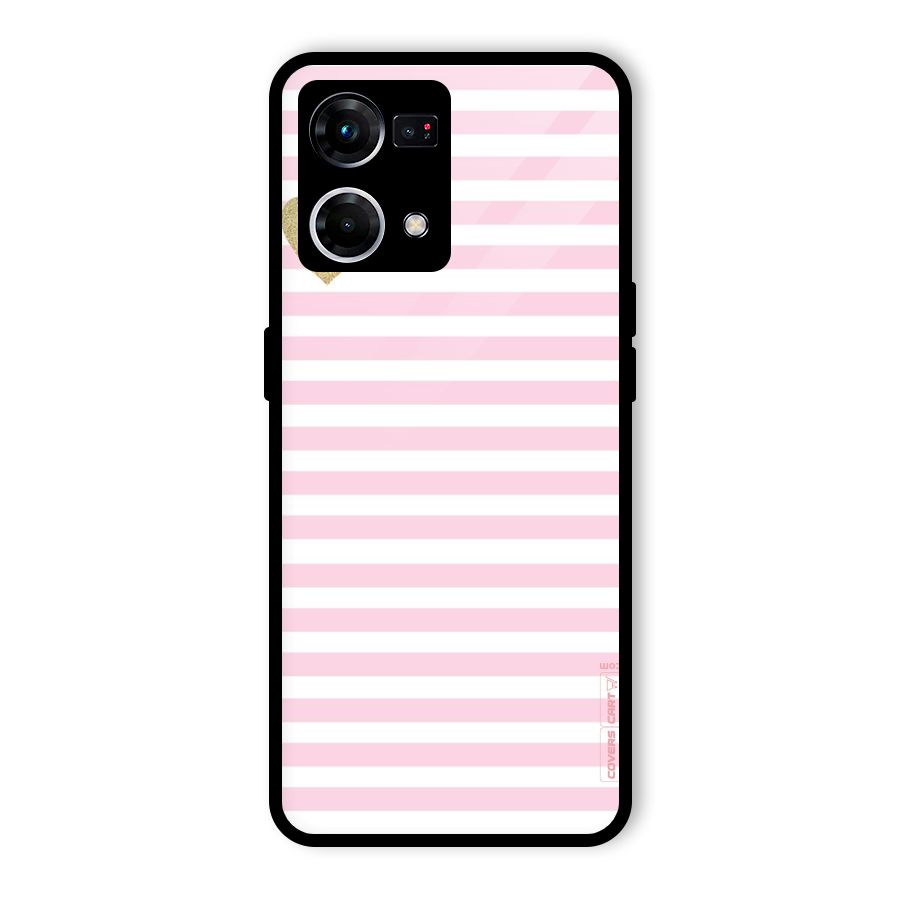 Pink Stripes Glass Back Case for Oppo F21 Pro 4G