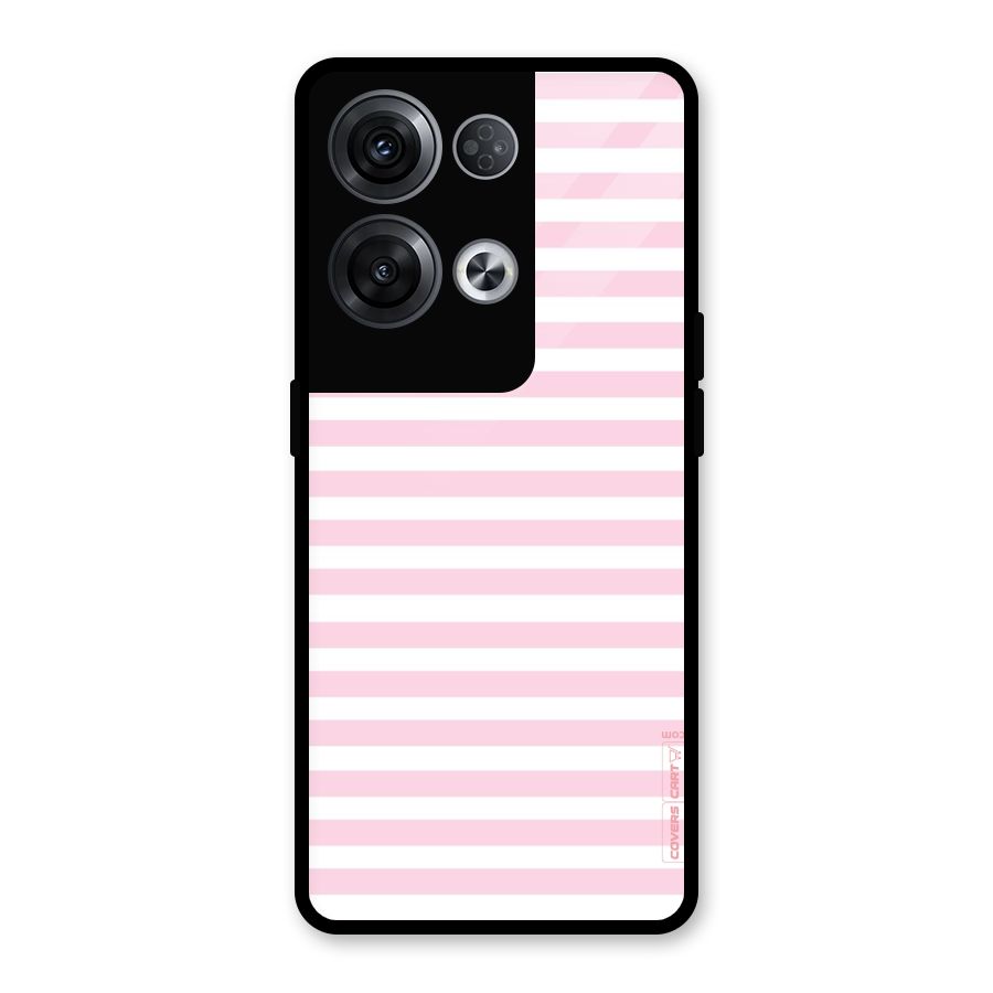 Pink Stripes Glass Back Case for Oppo Reno8 Pro 5G