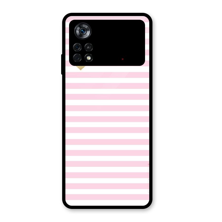 Pink Stripes Glass Back Case for Poco X4 Pro 5G