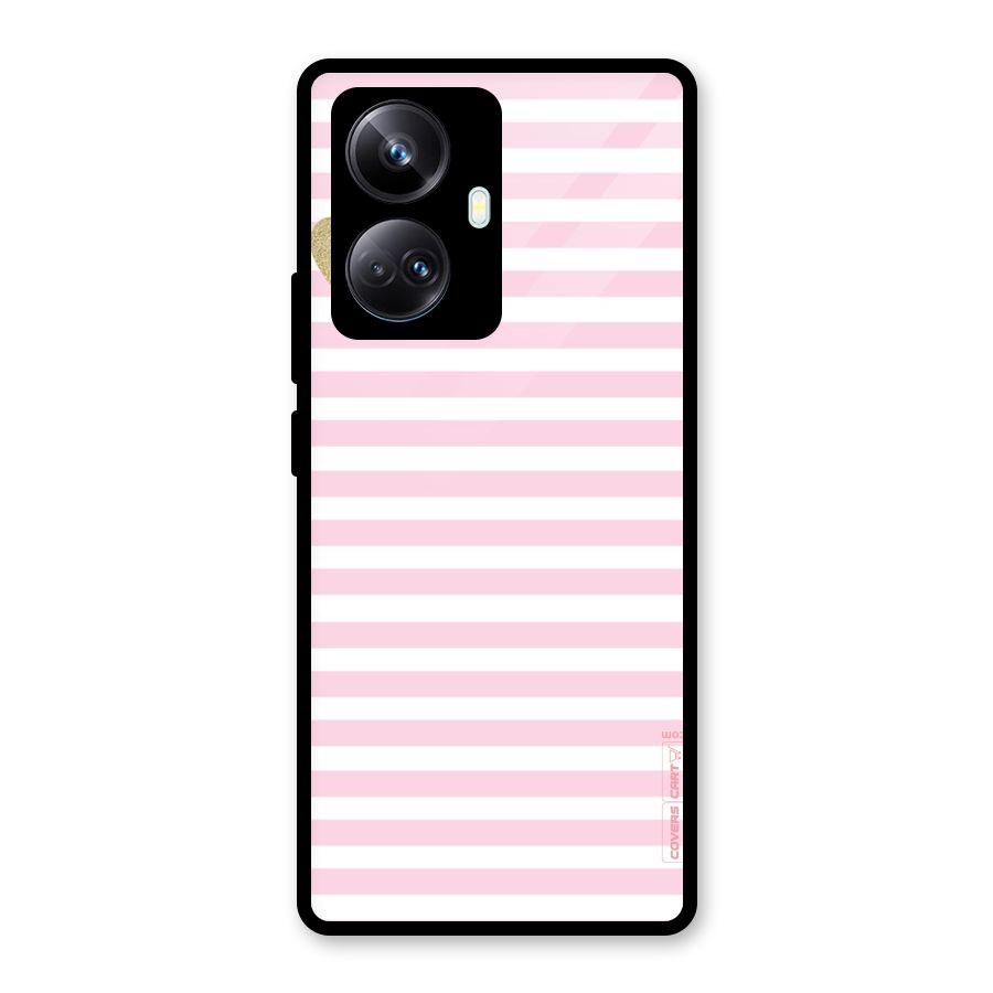 Pink Stripes Glass Back Case for Realme 10 Pro Plus