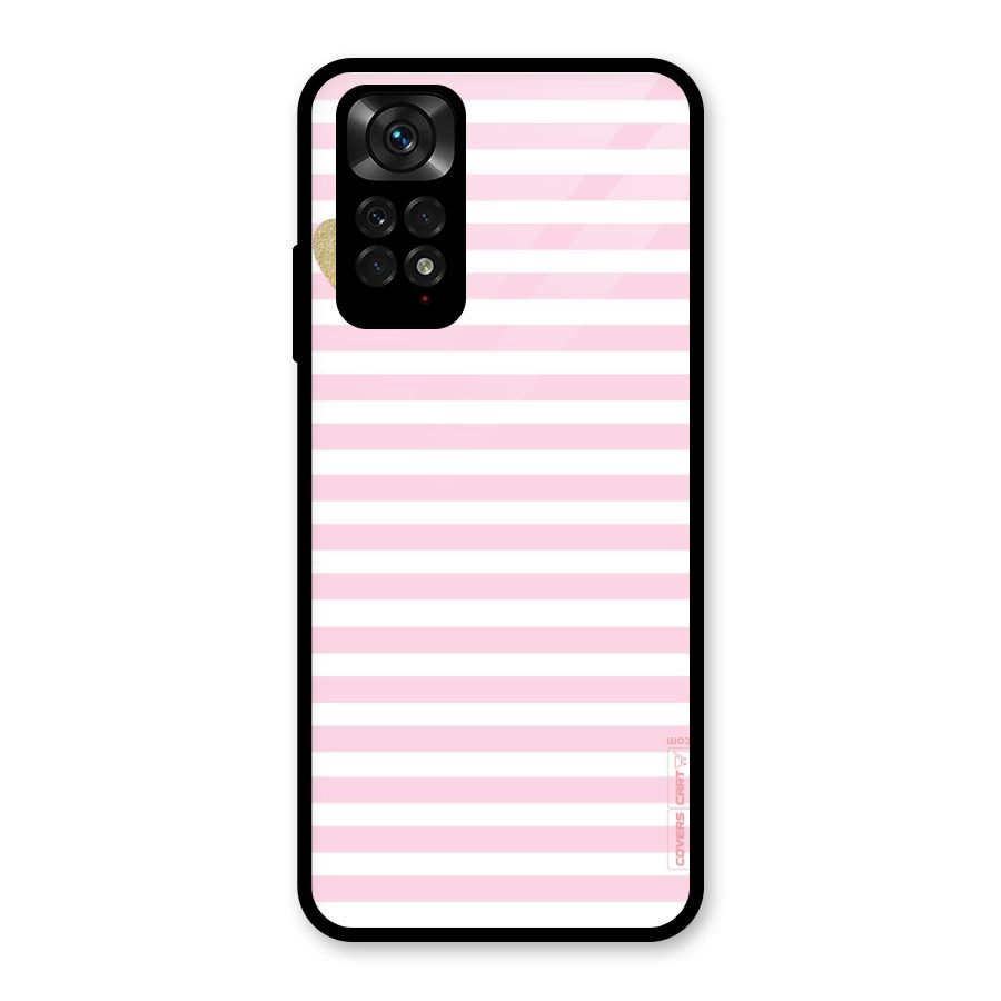 Pink Stripes Glass Back Case for Redmi Note 11